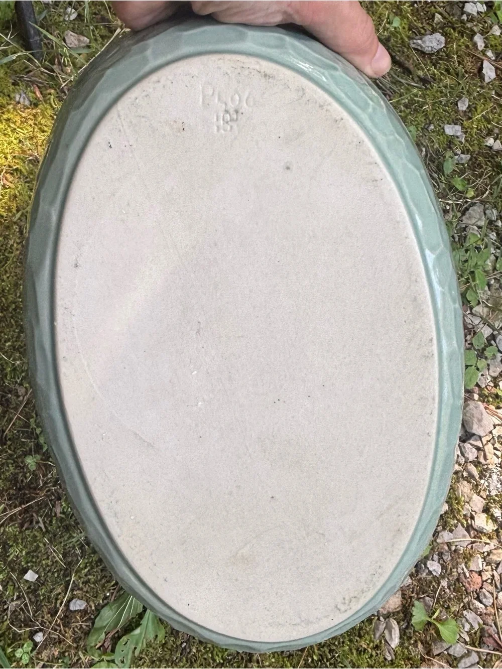 Artisan Studio Pottery 11” Oval Au Gratin Baking Serving Dish Textured Aqua Blue